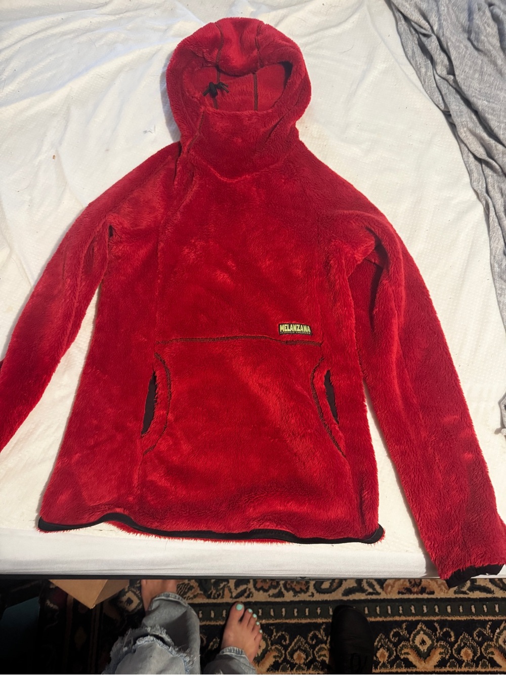 Melanzana Red Hooded Plush Pullover
